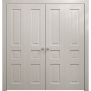 Sliding Closet Double Bi-fold Doors 72 x 80 inches | Ego 5012 Painted White Oak | Sturdy Tracks Moldings Trims Hardware Set | Wood Solid Bedroom Wardrobe Doors