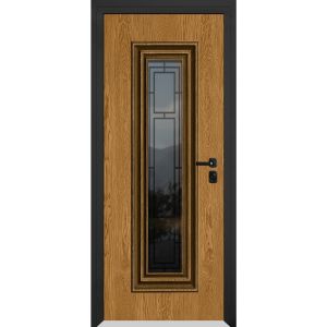 Front Exterior Prehung Steel Door / Ballucio 6644 Natural Oak / Entry Metal Modern Painted W36" x H80" Left hand