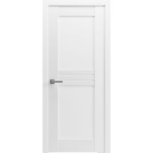 Solid French Door / Mela 7444 White Silk / Single Regular Panel Frame Handle / Bathroom Bedroom Modern Doors -18" x 80"