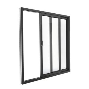 Patio Exterior Metal-Plastic Sliding Doors / Patio 8166 Matte Black 64" x 80" Left active door / Tempered Clear Glass Bypass Door