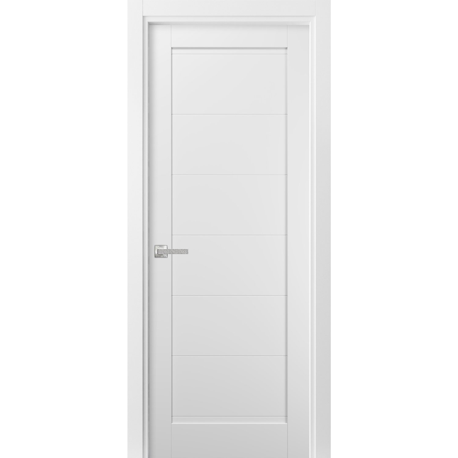 Pantry Kitchen Door with Hardware | Quadro 4115 White Silk | Single Panel Frame Trims | Bathroom Bedroom Sturdy Doors 