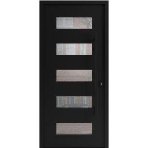 Front Exterior Prehung Aluminum Door / Iron 0255 Black / Entry Steel Metal Classic Painted 36 x 80 (36" x 80")-Left-hand Inswing