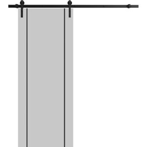 Sliding Barn Door with Hardware | Planum 0017 Matte Grey | 6.6FT Rail Hangers Sturdy Set | Modern Solid Panel Interior Doors