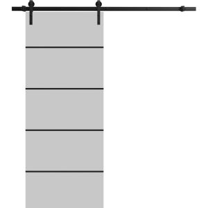Sliding Barn Door with Hardware | Planum 0015 Matte Grey | 6.6FT Rail Hangers Sturdy Set | Modern Solid Panel Interior Doors
