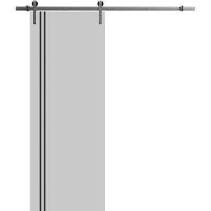 Sliding Barn Door with 6.6ft Hardware | Planum 0016 Matte Grey | Rail Hangers Sturdy Silver Set | Modern Solid Panel Interior Doors