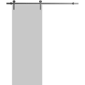 Sliding Barn Door with 6.6ft Hardware | Planum 0010 Matte Grey | Rail Hangers Sturdy Silver Set | Modern Solid Panel Interior Doors