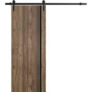 Sliding Barn Door with Hardware | Planum 0011 Walnut | 6.6FT Rail Hangers Sturdy Set | Modern Solid Panel Interior Doors