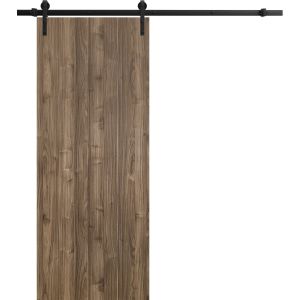 Sliding Barn Door with Hardware | Planum 0010 Walnut | 6.6FT Rail Hangers Sturdy Set | Modern Solid Panel Interior Doors