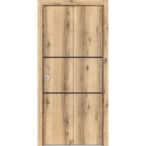 Sliding Closet Bi-fold Doors | Planum 0014 Oak | Sturdy Tracks Moldings Trims Hardware Set | Wood Solid Bedroom Wardrobe Doors 