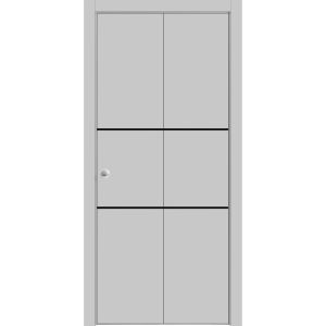 Sliding Closet Bi-fold Doors | Planum 0014 Matte Grey | Sturdy Tracks Moldings Trims Hardware Set | Wood Solid Bedroom Wardrobe Doors 