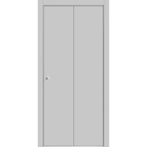 Sliding Closet Bi-fold Doors | Planum 0010 Matte Grey | Sturdy Tracks Moldings Trims Hardware Set | Wood Solid Bedroom Wardrobe Doors 
