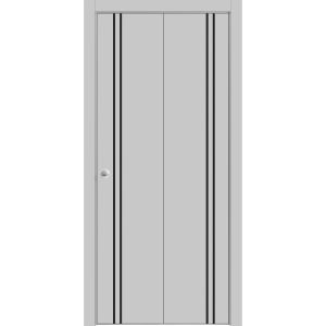 Sliding Closet Bi-fold Doors | Planum 0016 Matte Grey | Sturdy Tracks Moldings Trims Hardware Set | Wood Solid Bedroom Wardrobe Doors 