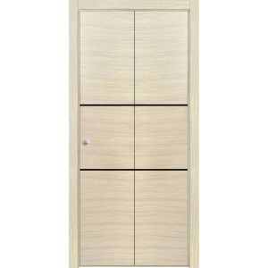 Sliding Closet Bi-fold Doors | Planum 0014 Natural Veneer | Sturdy Tracks Moldings Trims Hardware Set | Wood Solid Bedroom Wardrobe Doors 