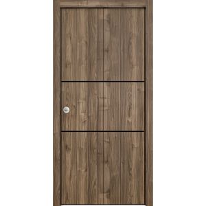 Sliding Closet Bi-fold Doors | Planum 0014 Walnut | Sturdy Tracks Moldings Trims Hardware Set | Wood Solid Bedroom Wardrobe Doors 