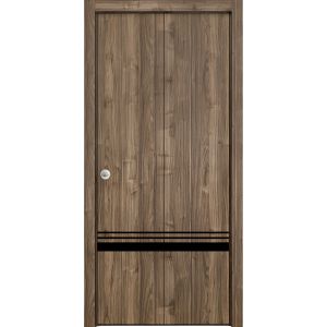 Sliding Closet Bi-fold Doors | Planum 0012 Walnut | Sturdy Tracks Moldings Trims Hardware Set | Wood Solid Bedroom Wardrobe Doors 