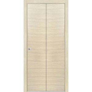 Sliding Closet Bi-fold Doors | Planum 0010 Natural Veneer | Sturdy Tracks Moldings Trims Hardware Set | Wood Solid Bedroom Wardrobe Doors 