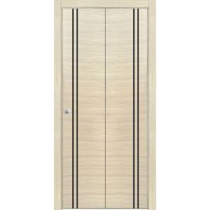 Sliding Closet Bi-fold Doors | Planum 0016 Natural Veneer | Sturdy Tracks Moldings Trims Hardware Set | Wood Solid Bedroom Wardrobe Doors 
