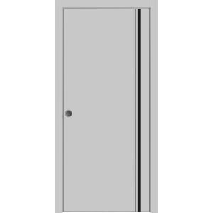Sliding French Pocket Door with | Planum 0011 Matte Grey | Kit Trims Rail Hardware | Solid Wood Interior Bedroom Sturdy Doors