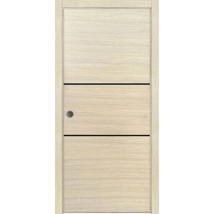 Sliding French Pocket Door with | Planum 0014 Natural Veneer | Kit Trims Rail Hardware | Solid Wood Interior Bedroom Sturdy Doors