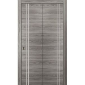 Sliding Closet Bi-fold Doors | Planum 0310 Ginger Ash | Sturdy Tracks Moldings Trims Hardware Set | Wood Solid Bedroom Wardrobe Doors 