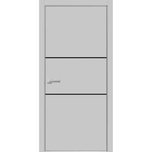 Modern Wood Interior Door with Hardware | Planum 0014 Matte Grey and Aluminum Strips | Single Panel Frame Trims | Bathroom Bedroom Sturdy Doors