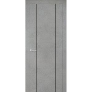 Modern Wood Interior Door with Hardware | Planum 0017 Concrete | Single Panel Frame Trims | Bathroom Bedroom Sturdy Doors-18" x 80"