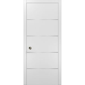 Planum 0020 Interior Sliding Closet Pocket Door White Silk with Frames Track Pulls