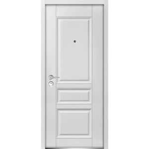 Front Exterior Prehung Steel Door / Ballucio 0435 White Enamel / Panel Single Classic Painted