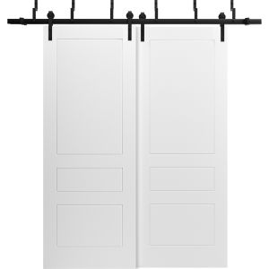 Sliding Closet Barn Bypass Doors 36 x 80 inches / Mela 0733 Painted White / Modern 6.6FT Rails Hardware Set / Wood Solid Bedroom Wardrobe Doors