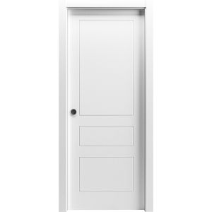 Sliding Pocket Door 18 x 84 inches / Mela 0733 Painted White / Kit Rail Hardware / MDF Interior Bedroom Modern Doors