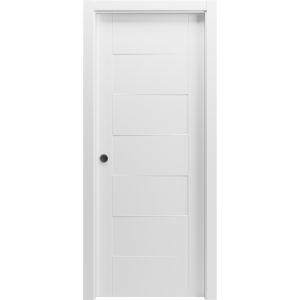 Sliding Pocket Door 18 x 84 inches / Mela 0755 Painted White / Kit Rail Hardware / MDF Interior Bedroom Modern Doors