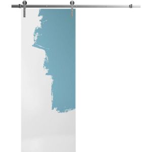 Sliding Barn Door with 6.6ft Hardware | Planum 0010 Primed | Rail Hangers Sturdy Silver Set | Modern Solid Panel Interior Doors