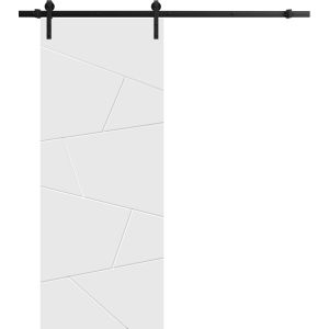 Sliding Barn Door with Hardware | Planum 0990 Painted White Matte | 6.6FT Rail Hangers Sturdy Set | Modern Solid Panel Interior Doors-18" x 80"