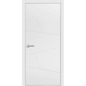 Modern Wood Interior Door with Hardware | Planum 0990 White Silk | Single Panel Frame Trims | Bathroom Bedroom Sturdy Doors-18" x 80"