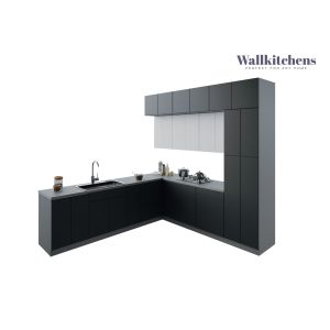 Kitchen Culinary Haven Collection Black & White Gloss Color Base Size 9Ft Wide