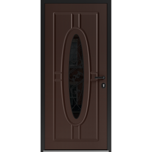 Front Exterior Prehung Steel Door / Ronex 1277 Red Oak / Entry Metal Modern Painted W36" x H80" Left hand Inswing