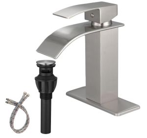 Brushed Nickel Vessel Sink Faucet, Single Handle Bathroom Faucet for Sink 1 Hole, Lavatory Vanity Tap