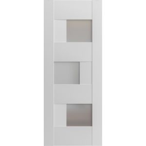 Slab Door Panel Opaque Glass 18 x 80 inches / Sete 6933 White Silk / Modern Finished Doors / Pocket Closet Sliding Barn
