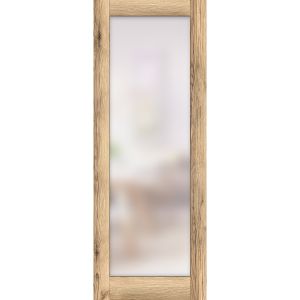 Slab Barn Door Panel | Planum 2102 Oak with Frosted Glass | Sturdy Finished Doors | Pocket Closet Sliding