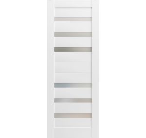 Slab Barn Door Panel | Quadro 4266 White Silk with Frosted Glass | Sturdy Finished Doors | Pocket Closet Sliding