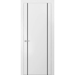 Modern Solid Interior Door with Handle | Planum 0017 White Silk | Single Regural Panel Frame Trims | Bathroom Bedroom Sturdy Doors-18" x 80"