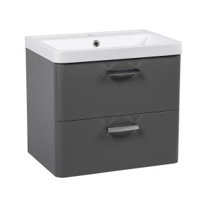 Modern Wall-Mounted Bathroom Vanity with Washbasin | Fiona Gray Matte Collection | Non-Toxic Fire-Resistant MDF