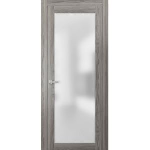 Planum 2102 Interior Modern Flush Solid Pre-hung Door Ginger Ash with Trims Frame Lever