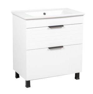 Modern Free Standing Bathroom Vanity with White Washbasin | Trevi White Matte Collection | Non-Toxic Fire-Resistant MDF