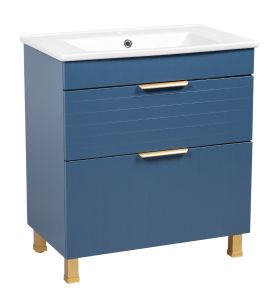 Modern Free Standing Bathroom Vanity with White Washbasin | Trevi Blue Matte Collection | Non-Toxic Fire-Resistant MDF