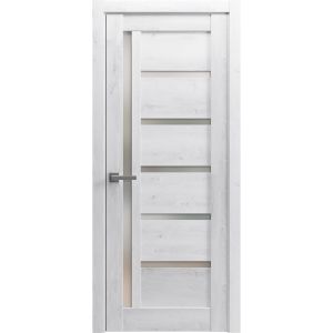 Solid French Door | Quadro 4088 Nordic White with Frosted Glass | Single Regular Panel Frame Trims Handle | Bathroom Bedroom Sturdy Doors 