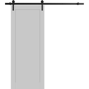 Sliding Barn Door Hardware | Quadro 4111 Matte Grey | 6.6FT Rail Hangers Sturdy Set | Lite Wooden Solid Panel Interior Doors