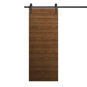 Modern Barn Door 18 x 80 inches | Ego 5000 Cognac Oak | 6.6FT Rail Track Heavy Hardware Set | Solid Panel Interior Doors