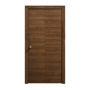 Sliding Closet Bi-fold Doors 36 x 80 inches | Ego 5000 Cognac Oak | Sturdy Tracks Moldings Trims Hardware Set | Wood Solid Bedroom Wardrobe Doors