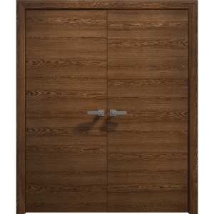 Interior Solid French Double Doors 36 x 80 inches | Ego 5000 Cognac Oak | Wood Interior Solid Panel Frame | Closet Bedroom Modern Doors